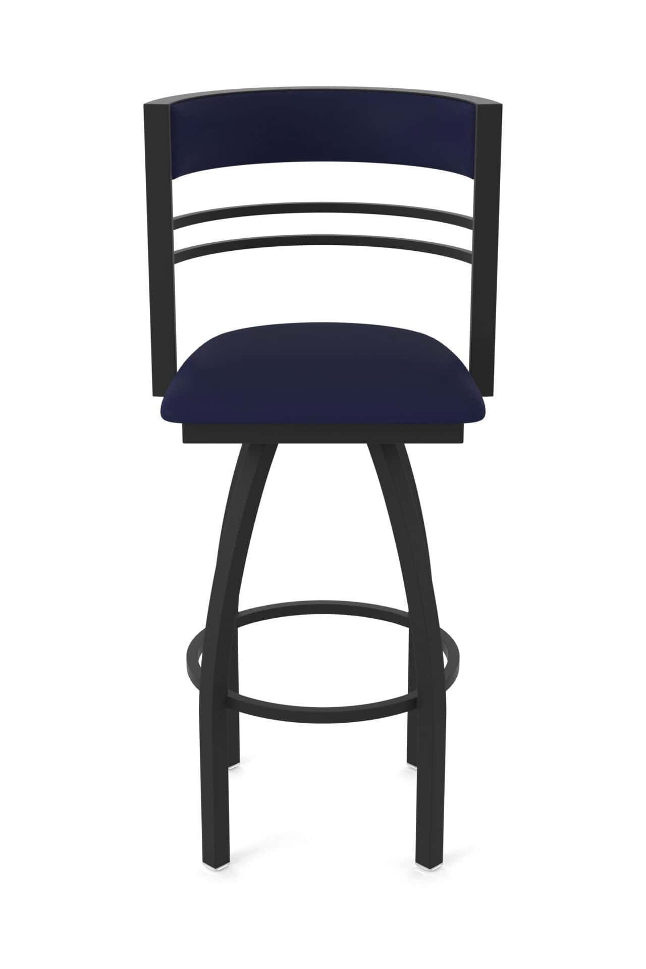 25-Inch Steel Swivel Counter Stool with Black Wrinkle Finish, Canter Twilight 2.5-Inch Cushion Seat, Tall Curved Slat Back, and Single-Ring Base 5 25-Inch Steel Swivel Counter Stool with Black Wrinkle Finish, Canter Twilight 2.5-Inch Cushion Seat, Tall Curved Slat Back, and Single-Ring Base - Image 5