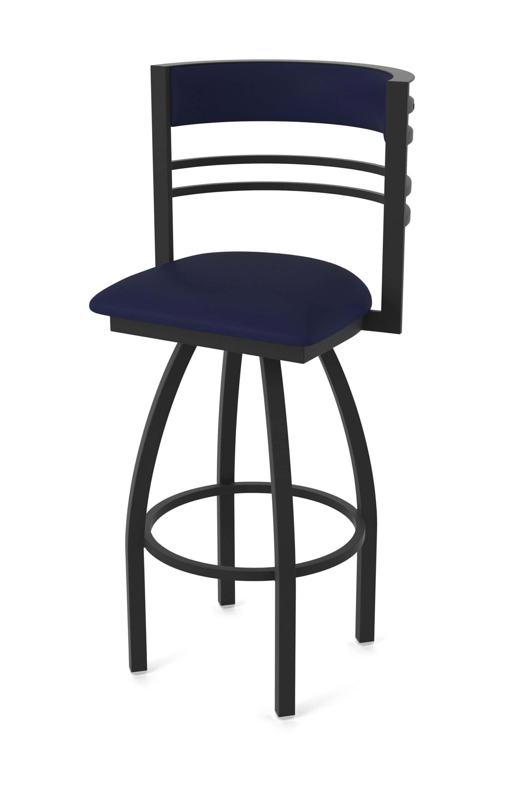 25-Inch Steel Swivel Counter Stool with Black Wrinkle Finish, Canter Twilight 2.5-Inch Cushion Seat, Tall Curved Slat Back, and Single-Ring Base 13 25-Inch Steel Swivel Counter Stool with Black Wrinkle Finish, Canter Twilight 2.5-Inch Cushion Seat, Tall Curved Slat Back, and Single-Ring Base