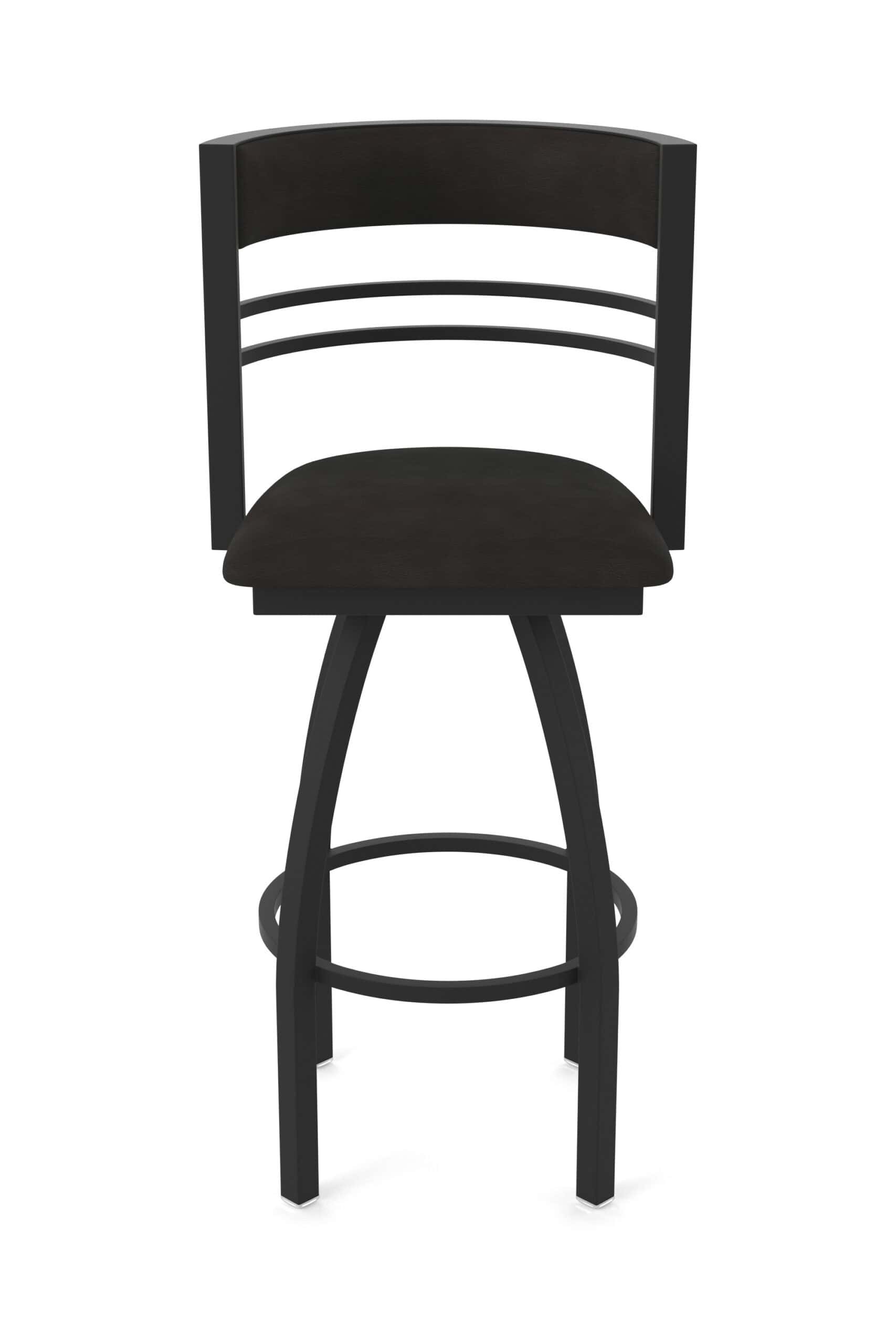 25-Inch Steel Swivel Counter Stool with Black Wrinkle Finish, Canter Espresso 2.5-Inch Cushion Seat, Tall Curved Slat Back, and Single-Ring Base 17 25-Inch Steel Swivel Counter Stool with Black Wrinkle Finish, Canter Espresso 2.5-Inch Cushion Seat, Tall Curved Slat Back, and Single-Ring Base
