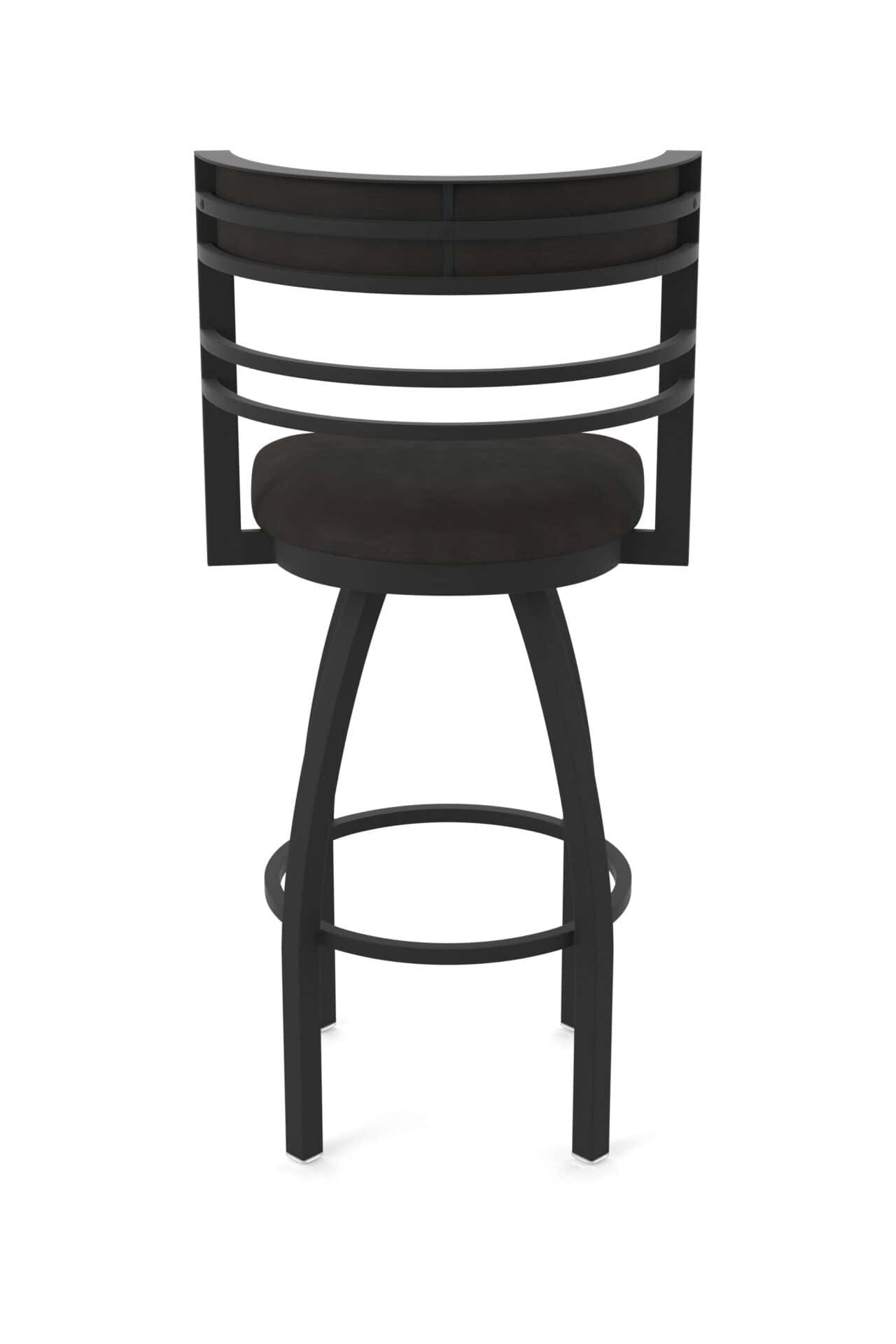 25-Inch Steel Swivel Counter Stool with Black Wrinkle Finish, Canter Espresso 2.5-Inch Cushion Seat, Tall Curved Slat Back, and Single-Ring Base 6 25-Inch Steel Swivel Counter Stool with Black Wrinkle Finish, Canter Espresso 2.5-Inch Cushion Seat, Tall Curved Slat Back, and Single-Ring Base - Image 6