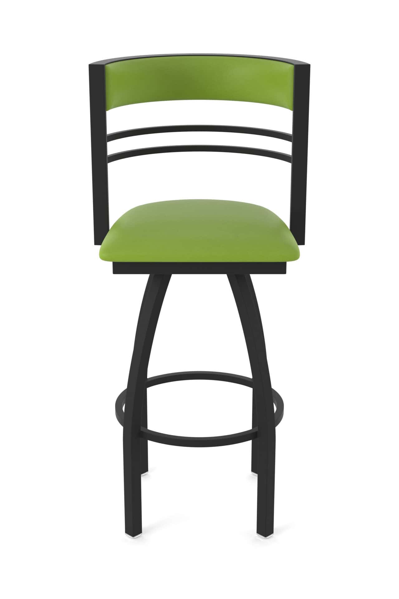 25-Inch Steel Swivel Counter Stool with Black Wrinkle Finish, Canter Kiwi Green 2.5-Inch Cushion Seat, Tall Curved Slat Back, and Single-Ring Base 5 25-Inch Steel Swivel Counter Stool with Black Wrinkle Finish, Canter Kiwi Green 2.5-Inch Cushion Seat, Tall Curved Slat Back, and Single-Ring Base - Image 5