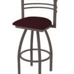 36-Inch Steel Swivel Bar Stool with Bronze Finish, Canter Bordeaux 2.5-Inch Cushion Seat, Tall Curved Slat Back, and Single-Ring Base
