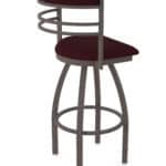 36-Inch Steel Swivel Bar Stool with Bronze Finish, Canter Bordeaux 2.5-Inch Cushion Seat, Tall Curved Slat Back, and Single-Ring Base