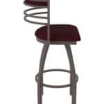 36-Inch Steel Swivel Bar Stool with Bronze Finish, Canter Bordeaux 2.5-Inch Cushion Seat, Tall Curved Slat Back, and Single-Ring Base