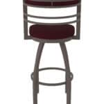 36-Inch Steel Swivel Bar Stool with Bronze Finish, Canter Bordeaux 2.5-Inch Cushion Seat, Tall Curved Slat Back, and Single-Ring Base