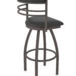 30-Inch Steel Swivel Bar Stool with Bronze Finish, Canter Iron 2.5-Inch Cushion Seat, Tall Curved Slat Back, and Single-Ring Base