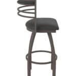 30-Inch Steel Swivel Bar Stool with Bronze Finish, Canter Iron 2.5-Inch Cushion Seat, Tall Curved Slat Back, and Single-Ring Base