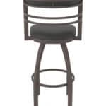 30-Inch Steel Swivel Bar Stool with Bronze Finish, Canter Iron 2.5-Inch Cushion Seat, Tall Curved Slat Back, and Single-Ring Base