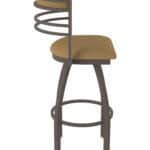 30-Inch Steel Swivel Bar Stool with Bronze Finish, Canter Saddle 2.5-Inch Cushion Seat, Tall Curved Slat Back, and Single-Ring Base