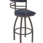 30-Inch Steel Swivel Bar Stool with Bronze Finish, Graph Anchor 2.5-Inch Cushion Seat, Tall Curved Slat Back, and Single-Ring Base
