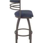 30-Inch Steel Swivel Bar Stool with Bronze Finish, Graph Anchor 2.5-Inch Cushion Seat, Tall Curved Slat Back, and Single-Ring Base