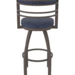 30-Inch Steel Swivel Bar Stool with Bronze Finish, Graph Anchor 2.5-Inch Cushion Seat, Tall Curved Slat Back, and Single-Ring Base