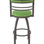 30-Inch Steel Swivel Bar Stool with Bronze Finish, Graph Parrot 2.5-Inch Cushion Seat, Tall Curved Slat Back, and Single-Ring Base