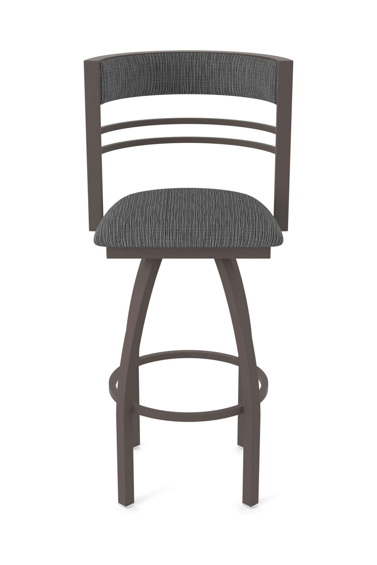 36-Inch Steel Swivel Bar Stool with Bronze Finish, Graph Coal 2.5-Inch Cushion Seat, Tall Curved Slat Back, and Single-Ring Base 5 36-Inch Steel Swivel Bar Stool with Bronze Finish, Graph Coal 2.5-Inch Cushion Seat, Tall Curved Slat Back, and Single-Ring Base - Image 5