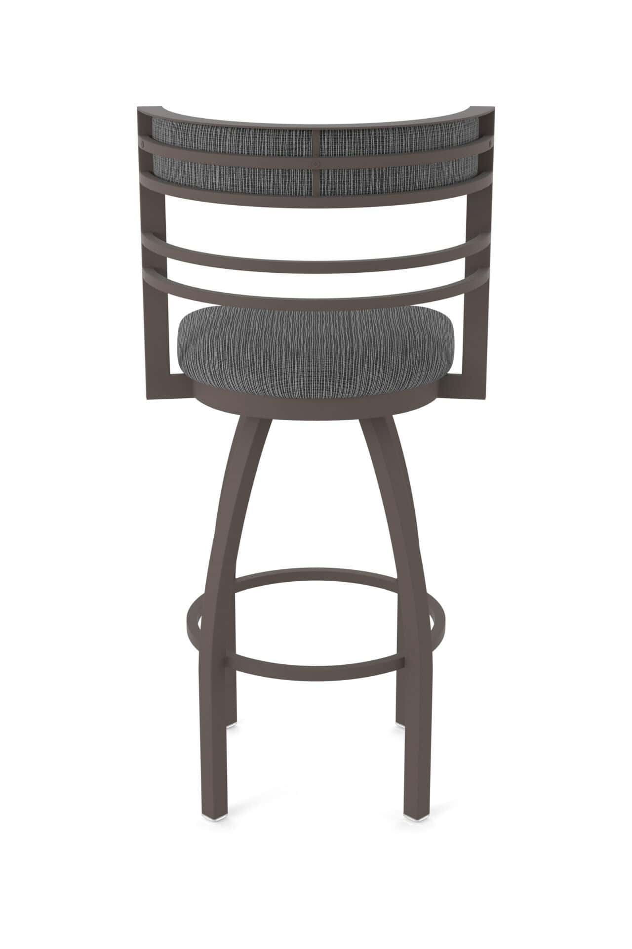36-Inch Steel Swivel Bar Stool with Bronze Finish, Graph Coal 2.5-Inch Cushion Seat, Tall Curved Slat Back, and Single-Ring Base 6 36-Inch Steel Swivel Bar Stool with Bronze Finish, Graph Coal 2.5-Inch Cushion Seat, Tall Curved Slat Back, and Single-Ring Base - Image 6