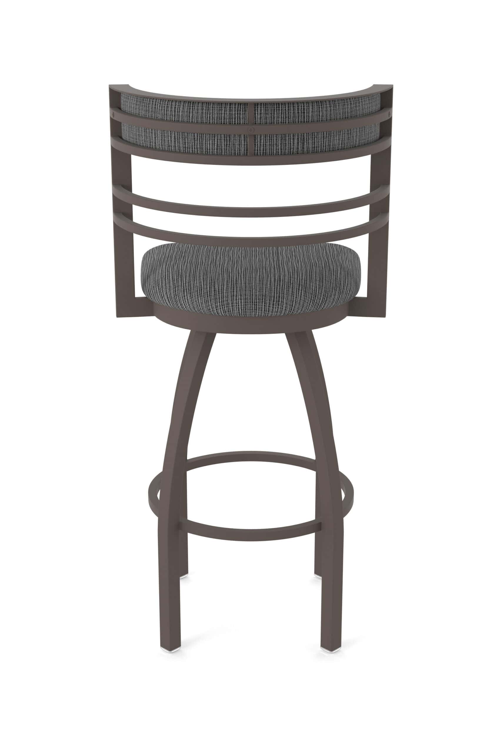 36-Inch Steel Swivel Bar Stool with Bronze Finish, Graph Coal 2.5-Inch Cushion Seat, Tall Curved Slat Back, and Single-Ring Base 18 36-Inch Steel Swivel Bar Stool with Bronze Finish, Graph Coal 2.5-Inch Cushion Seat, Tall Curved Slat Back, and Single-Ring Base