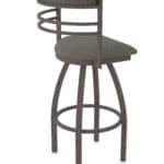 30-Inch Steel Swivel Bar Stool with Bronze Finish, Graph Chalice 2.5-Inch Cushion Seat, Tall Curved Slat Back, and Single-Ring Base