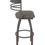 30-Inch Steel Swivel Bar Stool with Bronze Finish, Graph Chalice 2.5-Inch Cushion Seat, Tall Curved Slat Back, and Single-Ring Base