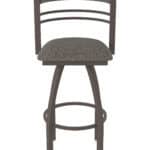 30-Inch Steel Swivel Bar Stool with Bronze Finish, Graph Chalice 2.5-Inch Cushion Seat, Tall Curved Slat Back, and Single-Ring Base