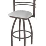 25-Inch Steel Swivel Counter Stool with Bronze Finish, Graph Alpine 2.5-Inch Cushion Seat, Tall Curved Slat Back, and Single-Ring Base
