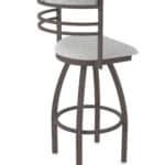 25-Inch Steel Swivel Counter Stool with Bronze Finish, Graph Alpine 2.5-Inch Cushion Seat, Tall Curved Slat Back, and Single-Ring Base