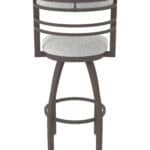 25-Inch Steel Swivel Counter Stool with Bronze Finish, Graph Alpine 2.5-Inch Cushion Seat, Tall Curved Slat Back, and Single-Ring Base