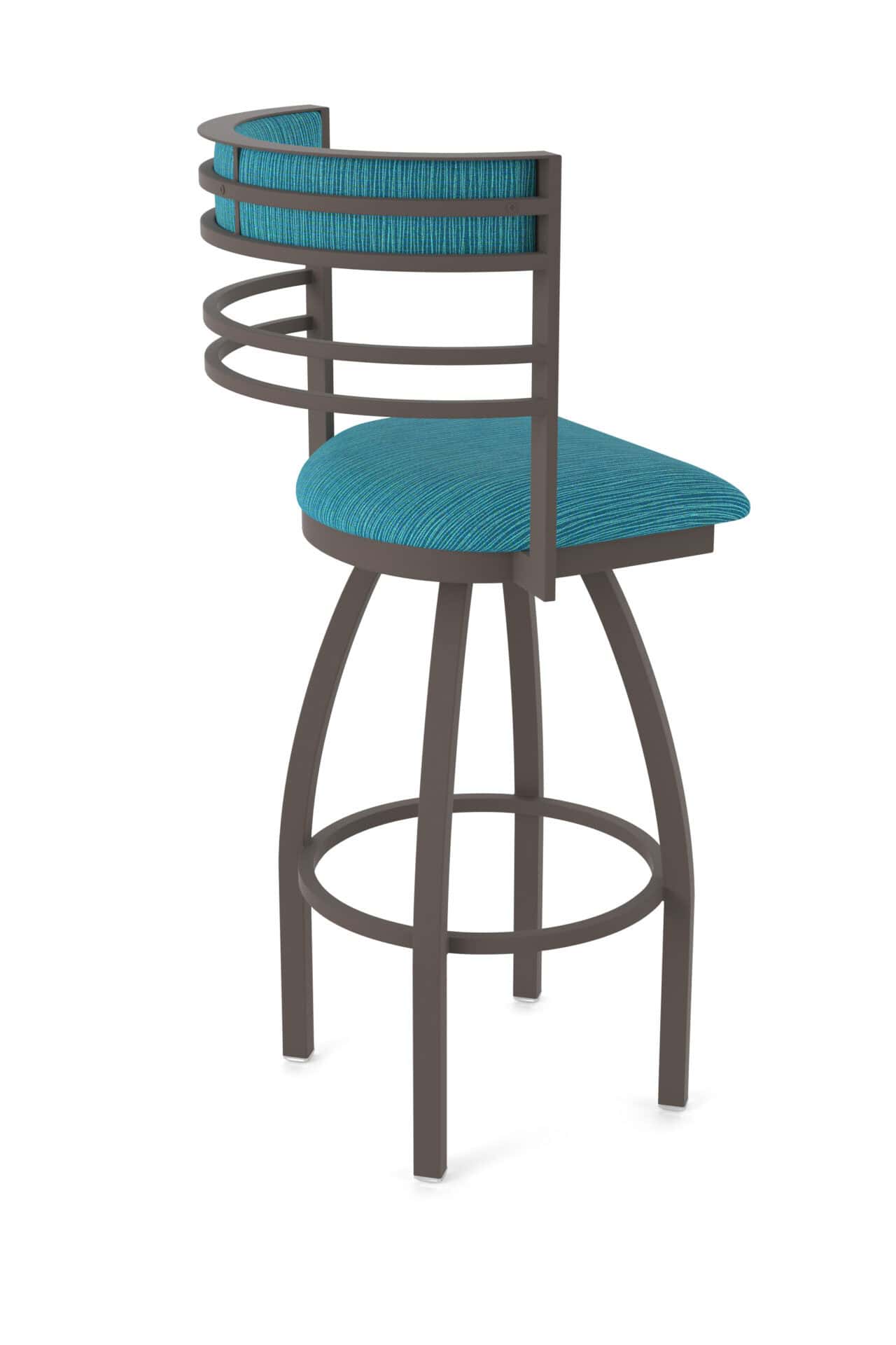 36-Inch Steel Swivel Bar Stool with Bronze Finish, Graph Tidal 2.5-Inch Cushion Seat, Tall Curved Slat Back, and Single-Ring Base 2 36-Inch Steel Swivel Bar Stool with Bronze Finish, Graph Tidal 2.5-Inch Cushion Seat, Tall Curved Slat Back, and Single-Ring Base - Image 2