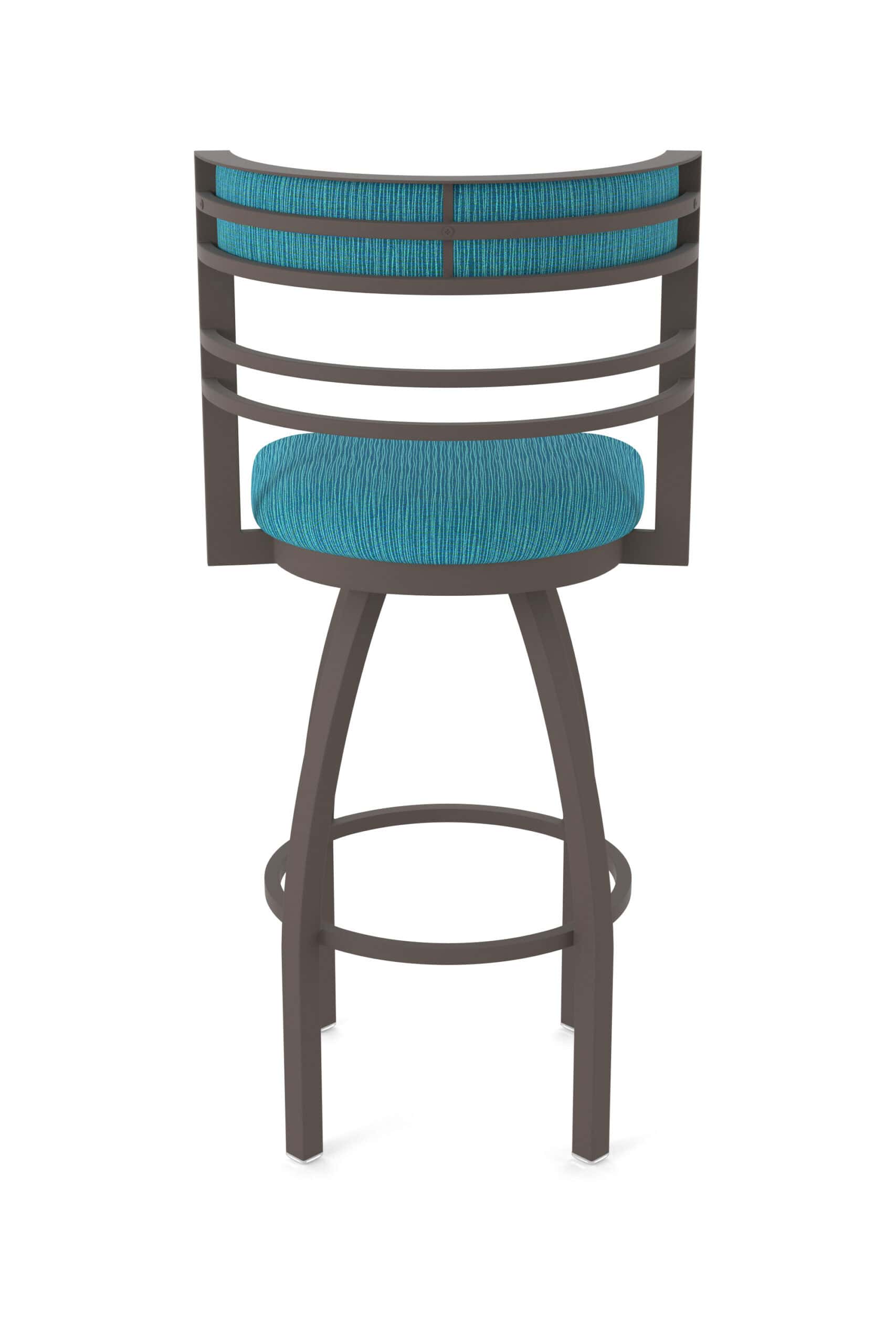 36-Inch Steel Swivel Bar Stool with Bronze Finish, Graph Tidal 2.5-Inch Cushion Seat, Tall Curved Slat Back, and Single-Ring Base 18 36-Inch Steel Swivel Bar Stool with Bronze Finish, Graph Tidal 2.5-Inch Cushion Seat, Tall Curved Slat Back, and Single-Ring Base