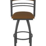 36-Inch Steel Swivel Bar Stool with Pewter Finish, Canter Thatch 2.5-Inch Cushion Seat, Tall Curved Slat Back, and Single-Ring Base
