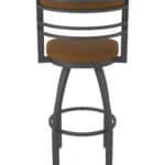 36-Inch Steel Swivel Bar Stool with Pewter Finish, Canter Thatch 2.5-Inch Cushion Seat, Tall Curved Slat Back, and Single-Ring Base