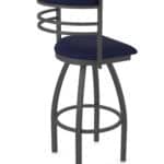 36-Inch Steel Swivel Bar Stool with Pewter Finish, Canter Twilight 2.5-Inch Cushion Seat, Tall Curved Slat Back, and Single-Ring Base