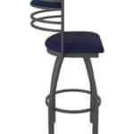 36-Inch Steel Swivel Bar Stool with Pewter Finish, Canter Twilight 2.5-Inch Cushion Seat, Tall Curved Slat Back, and Single-Ring Base
