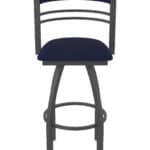 36-Inch Steel Swivel Bar Stool with Pewter Finish, Canter Twilight 2.5-Inch Cushion Seat, Tall Curved Slat Back, and Single-Ring Base