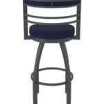 36-Inch Steel Swivel Bar Stool with Pewter Finish, Canter Twilight 2.5-Inch Cushion Seat, Tall Curved Slat Back, and Single-Ring Base