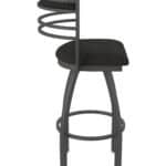 36-Inch Steel Swivel Bar Stool with Pewter Finish, Canter Espresso 2.5-Inch Cushion Seat, Tall Curved Slat Back, and Single-Ring Base