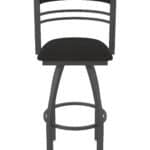36-Inch Steel Swivel Bar Stool with Pewter Finish, Canter Espresso 2.5-Inch Cushion Seat, Tall Curved Slat Back, and Single-Ring Base