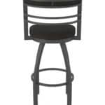 36-Inch Steel Swivel Bar Stool with Pewter Finish, Canter Espresso 2.5-Inch Cushion Seat, Tall Curved Slat Back, and Single-Ring Base