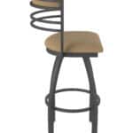 25-Inch Steel Swivel Counter Stool with Pewter Finish, Canter Sand 2.5-Inch Cushion Seat, Tall Curved Slat Back, and Single-Ring Base
