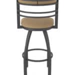 25-Inch Steel Swivel Counter Stool with Pewter Finish, Canter Sand 2.5-Inch Cushion Seat, Tall Curved Slat Back, and Single-Ring Base