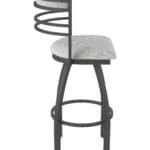 30-Inch Steel Swivel Bar Stool with Pewter Finish, Graph Alpine 2.5-Inch Cushion Seat, Tall Curved Slat Back, and Single-Ring Base
