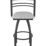 30-Inch Steel Swivel Bar Stool with Pewter Finish, Graph Alpine 2.5-Inch Cushion Seat, Tall Curved Slat Back, and Single-Ring Base
