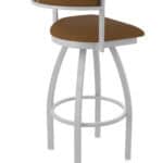 30-Inch Steel Swivel Bar Stool with Anodized Nickel Finish, Canter Thatch 2.5-Inch Cushion Seat, Low Curved Padded Back, and Single-Ring Base