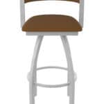 30-Inch Steel Swivel Bar Stool with Anodized Nickel Finish, Canter Thatch 2.5-Inch Cushion Seat, Low Curved Padded Back, and Single-Ring Base