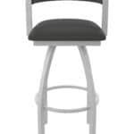25-Inch Steel Swivel Counter Stool with Anodized Nickel Finish, Canter Iron 2.5-Inch Cushion Seat, Low Curved Padded Back, and Single-Ring Base