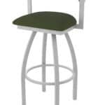 36-Inch Steel Swivel Bar Stool with Anodized Nickel Finish, Canter Pine 2.5-Inch Cushion Seat, Low Curved Padded Back, and Single-Ring Base