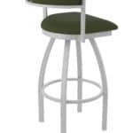 36-Inch Steel Swivel Bar Stool with Anodized Nickel Finish, Canter Pine 2.5-Inch Cushion Seat, Low Curved Padded Back, and Single-Ring Base