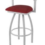 36-Inch Steel Swivel Bar Stool with Anodized Nickel Finish, Graph Ruby 2.5-Inch Cushion Seat, Low Curved Padded Back, and Single-Ring Base