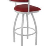 36-Inch Steel Swivel Bar Stool with Anodized Nickel Finish, Graph Ruby 2.5-Inch Cushion Seat, Low Curved Padded Back, and Single-Ring Base