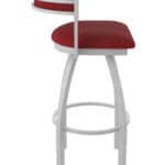 36-Inch Steel Swivel Bar Stool with Anodized Nickel Finish, Graph Ruby 2.5-Inch Cushion Seat, Low Curved Padded Back, and Single-Ring Base