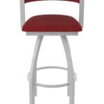 36-Inch Steel Swivel Bar Stool with Anodized Nickel Finish, Graph Ruby 2.5-Inch Cushion Seat, Low Curved Padded Back, and Single-Ring Base